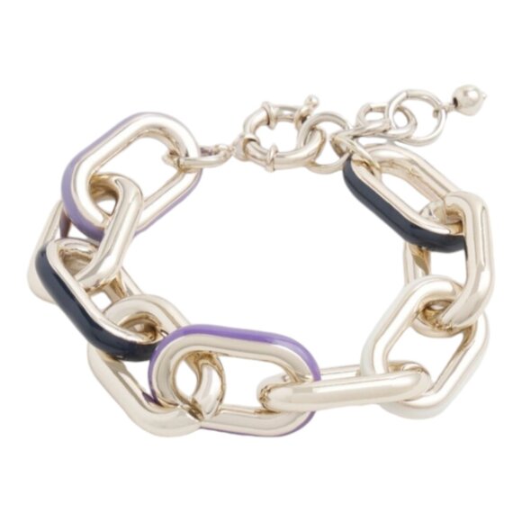 Chico's Multi-Link Bracelet w Multi Enamel Coated Silver Large Links NOSZ - Picture 3 of 3